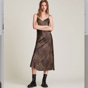 All Saints Tiana Size 6 US Animal Print Midi Dress